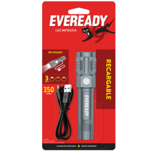 EVEREADY® RECARGABLE LINTERNA DE MANO METÁLICA DE 350 LÚMENES